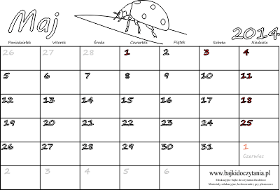 Kalendarz do drukowania na Maj 2014