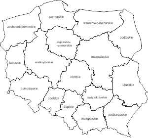 Mapa Polski województwa z napisami