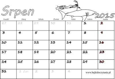 Kalendář k vytisknutí srpen 2015