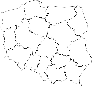 Mapa Polski z podziałem na województwa